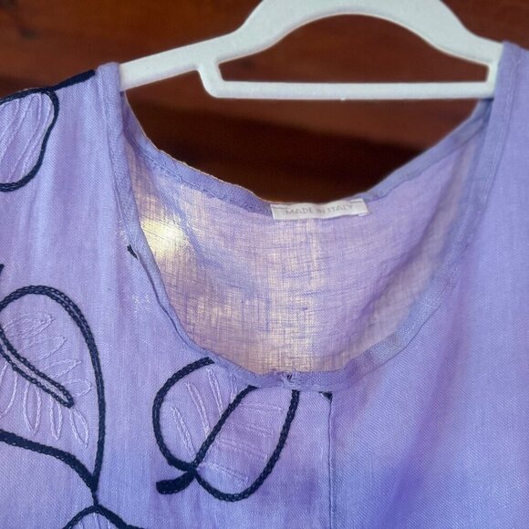 Fun Italian midi purple XL  dress w floral embroidery and pockets - Picture 3 of 11